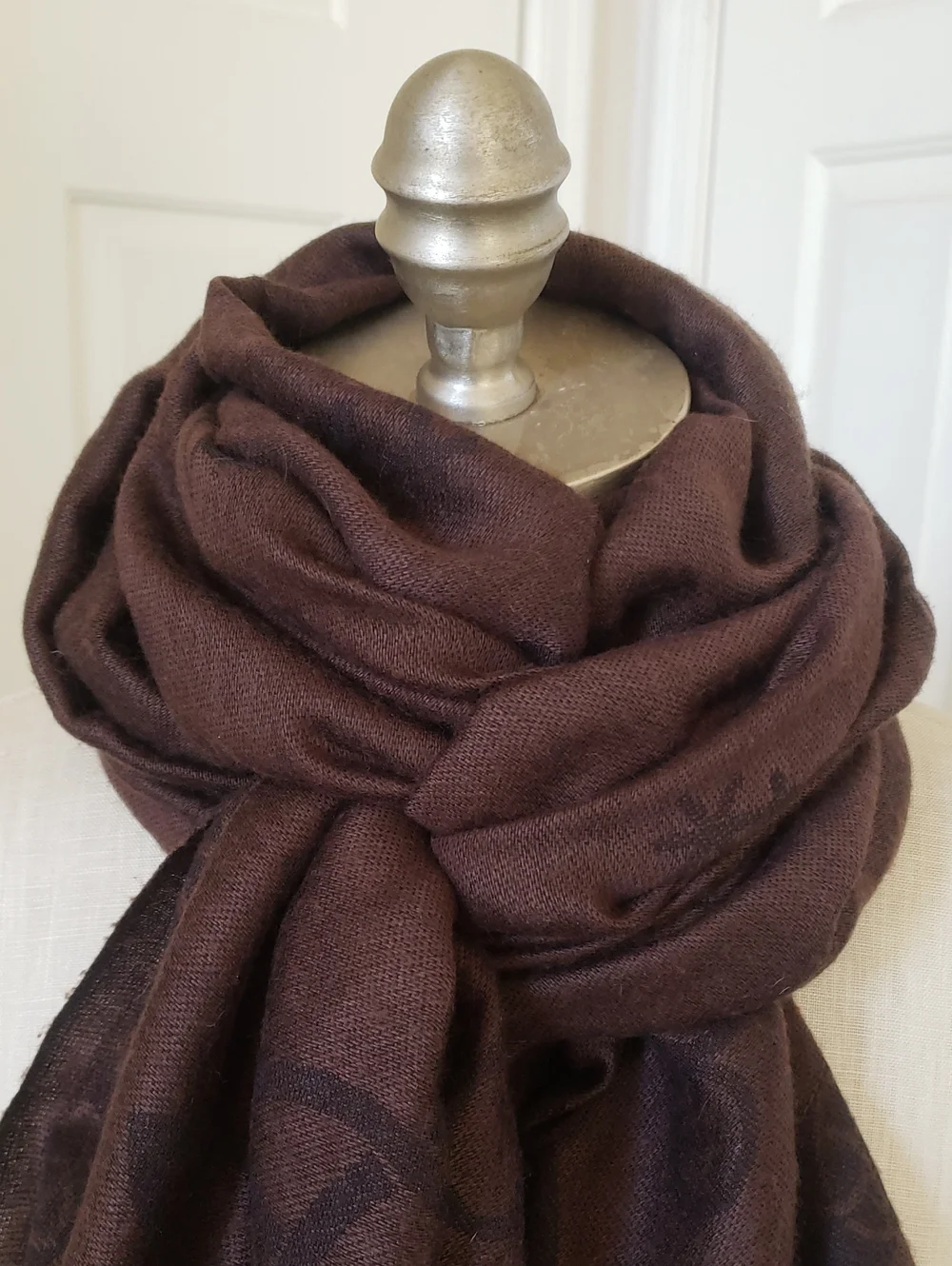 Black Brown Reversible Pashmina Scarf | Celestial Theme | Silk Blend